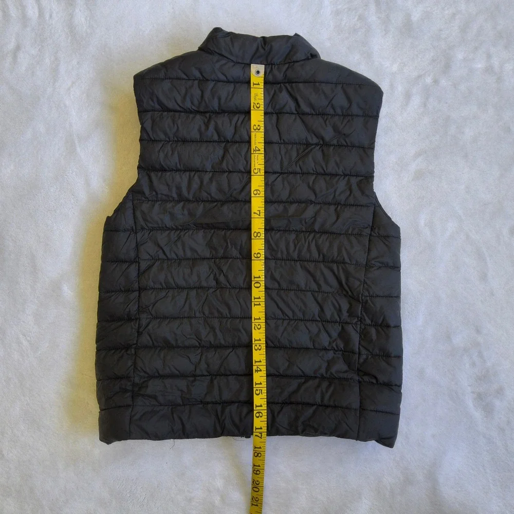 Lands' End Puffer Vest Kids Small 6-7 Black Quilted Full Zip Sleeveless Jacket